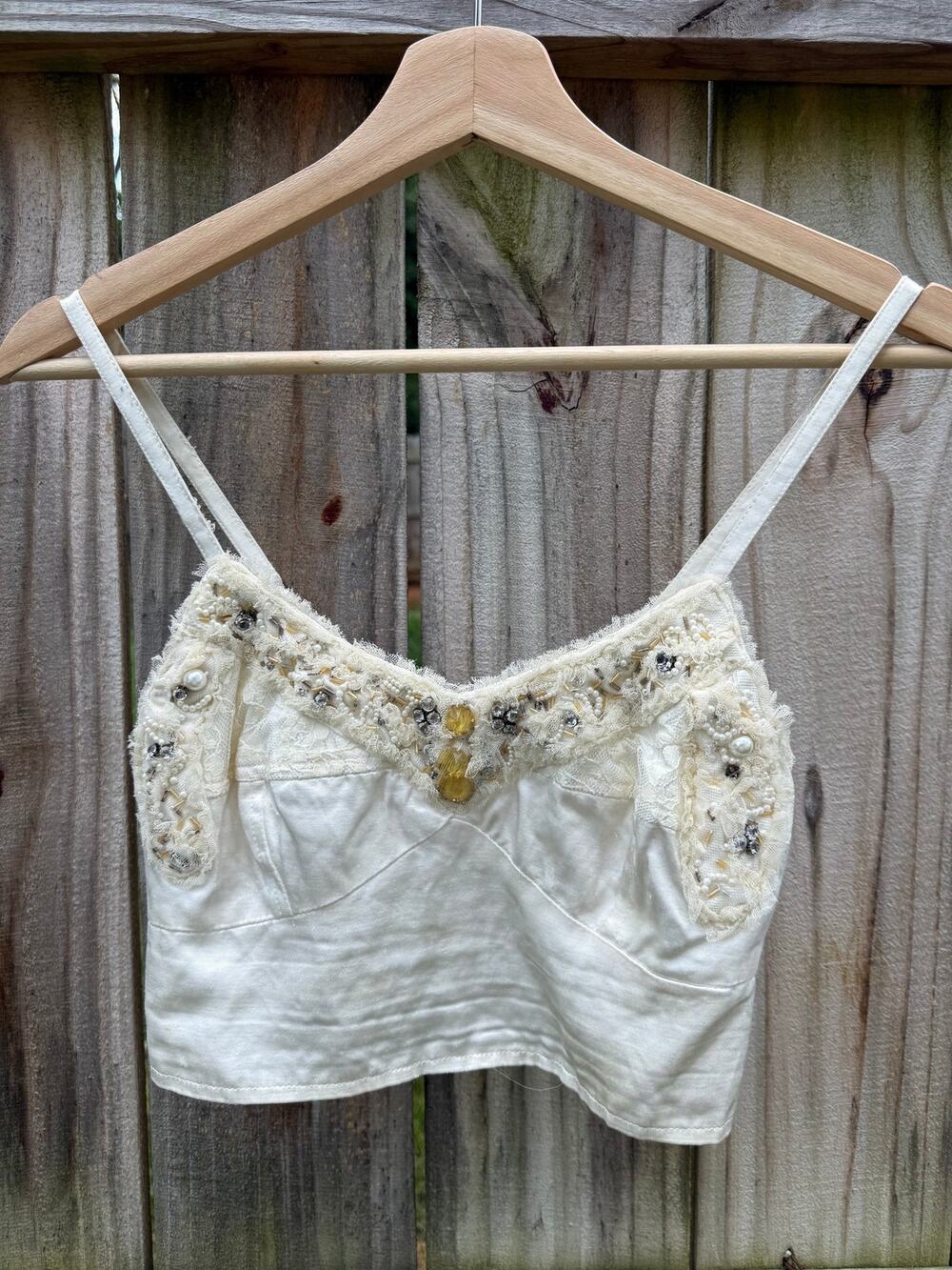 Free People One Beaded Embellished Cropped Cami | Fairy Grunge Boho